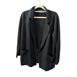 J.CREW Blazer Womens XS Black Merino Wool Blend Long Sleeve Notch Collar Open